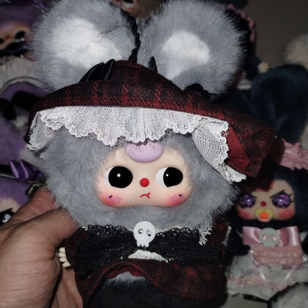 Gothic Lolita Bunny Stuffed Animal - Cream and Brown - Picture 8 of 11